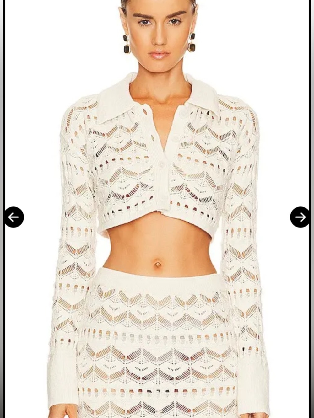 L'ACADEMIE Talmai Pointelle Cropped Cardigan